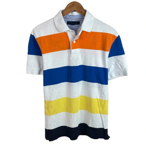 PO465 Mens Tommy Hilfiger Designer Color Block Preppy Polo Shirt M